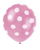 6 ballons roses à pois blancs | 6 ballons en latex de 30 cm | J2F Shop