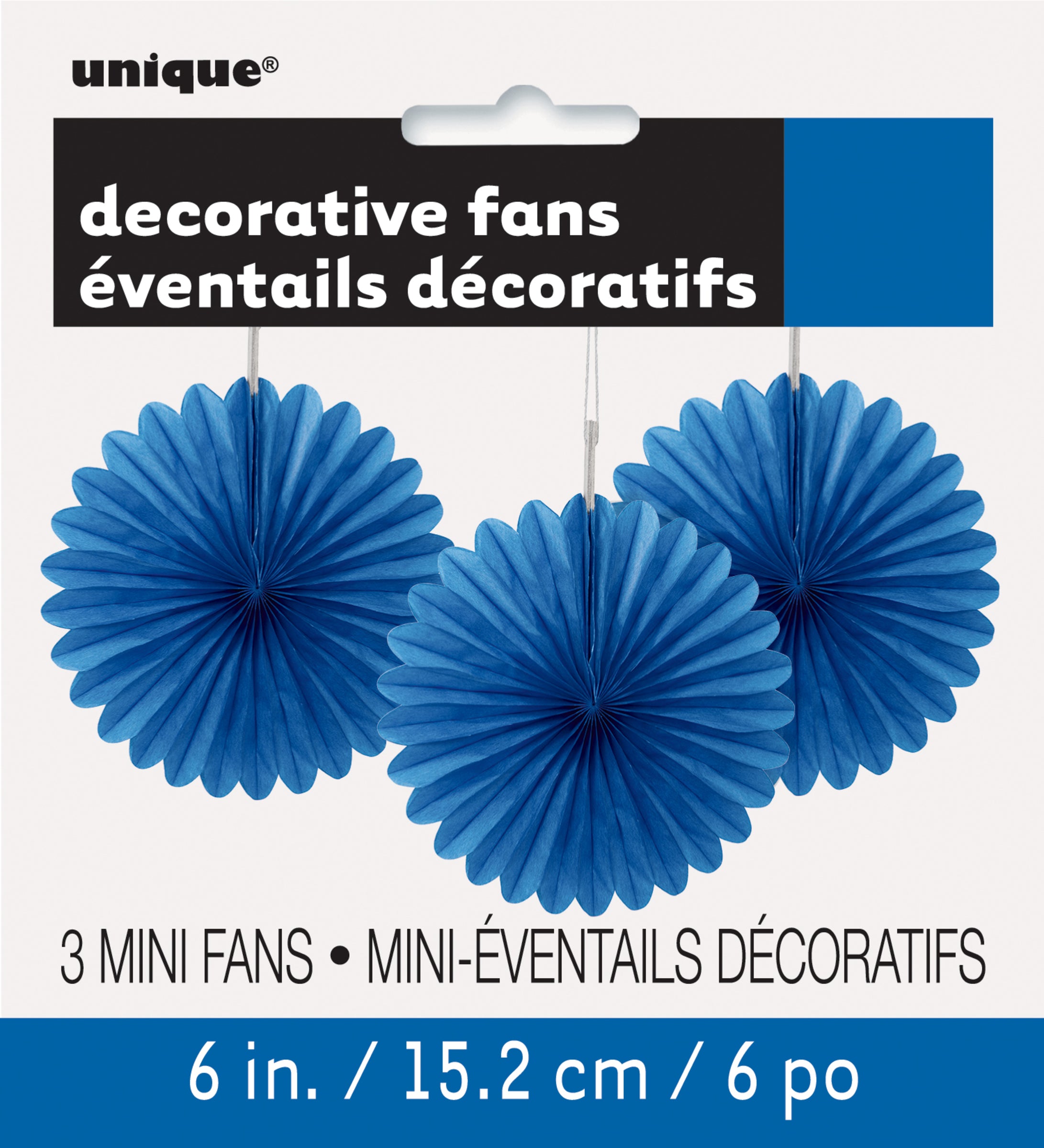 3 rosaces en papier bleu foncé - Gamme couleur unie | 3 rosaces en papier de 15,24 cm | J2F Shop