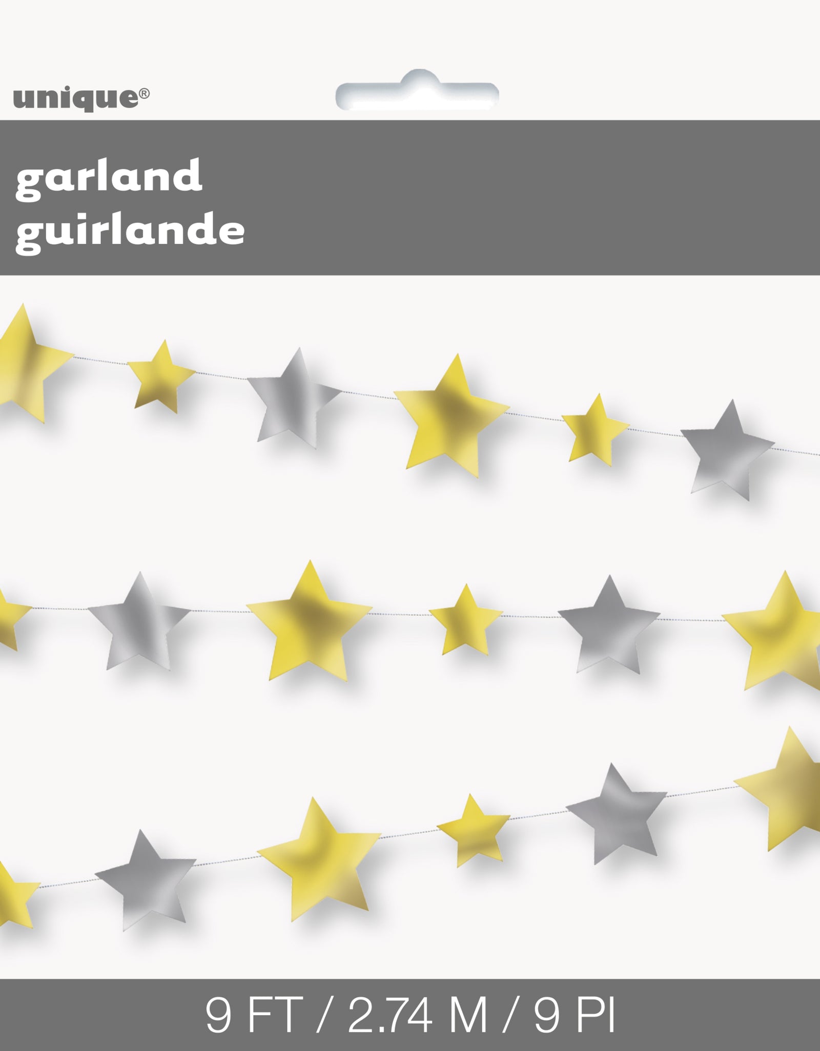 Guirlande étoiles dorées et argentées | guirlande de 274 cm | J2F Shop