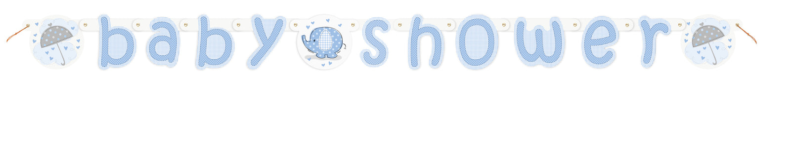 Guirlande Baby Shower bleu - Umbrellaphants Blue | 1 guirlande en carton | J2F Shop