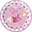 8 assiettes It`s a Girl - Clothesline Baby Shower | 8 assiettes en papier de 23 cm | J2F Shop