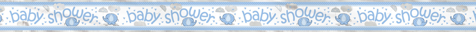 Affiche Baby Shower bleu - Umbrellaphants Blue | 1 affiche en aluminium 3,65m | J2F Shop
