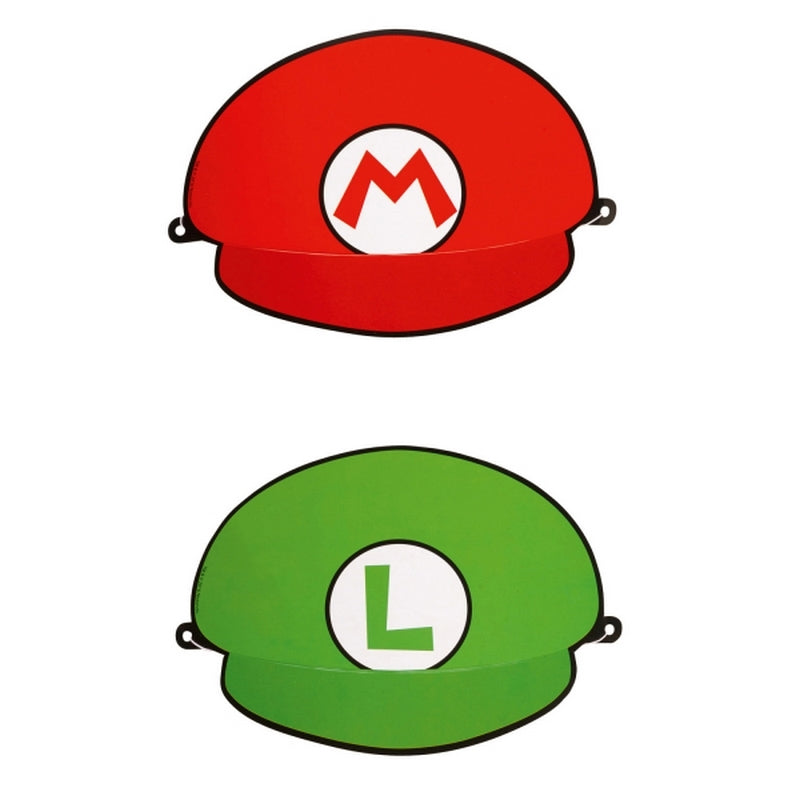 8 Masques Chapeaux Mario & Luigi - Amscan