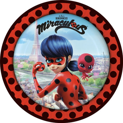 8 Assiettes Rondes Miraculous LadyBug - Amscan