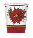 8 gobelets avec fleur étoile de noël élégant- Holly Poinsettia | 8 verres en papier de 266ml | J2F Shop