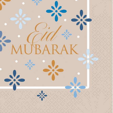 16 Serviettes Papiers Eid Mubarak Beige - Amscan