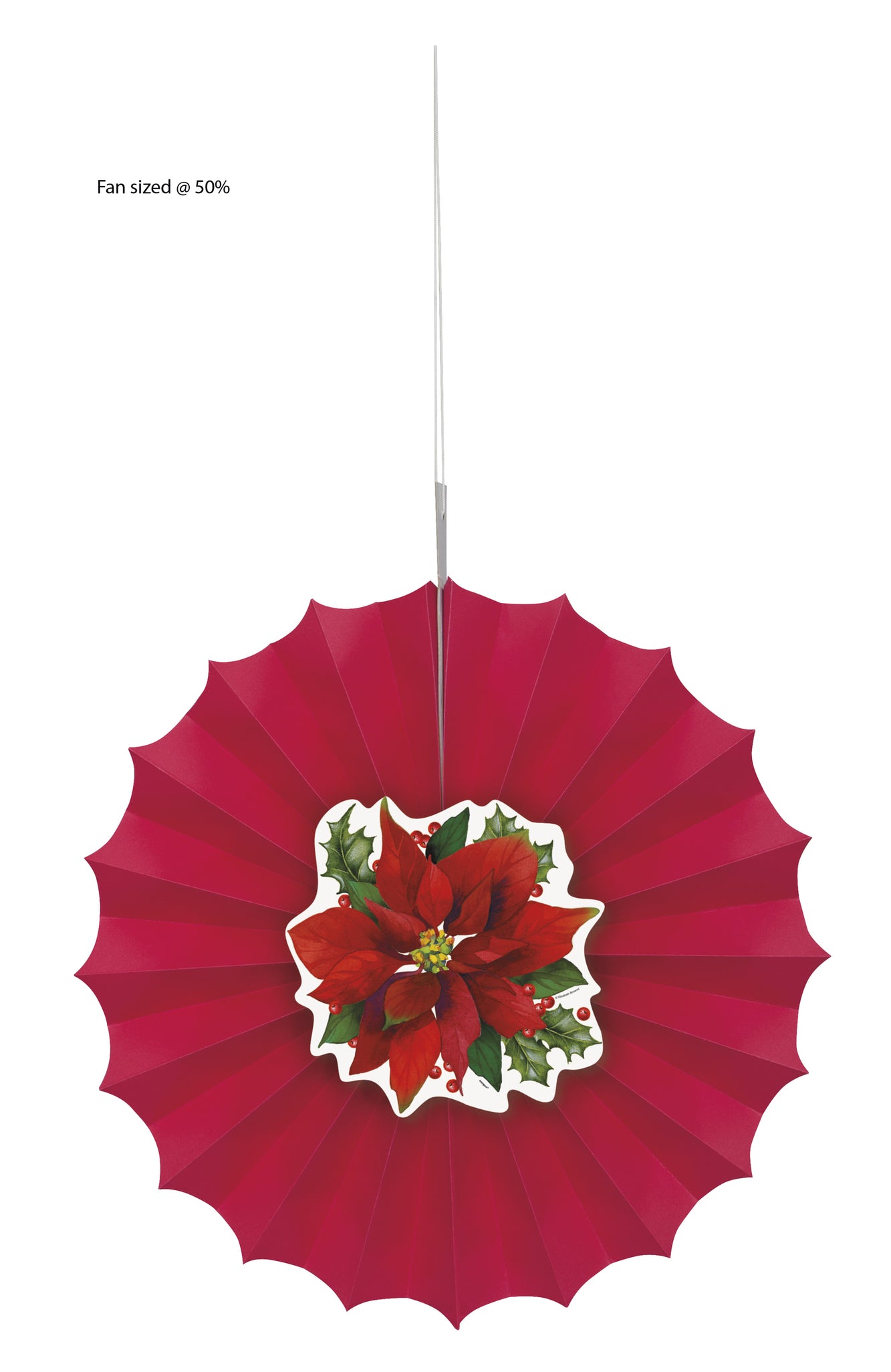 Rosace en papier Étoile de Noël élégante - Holly Poinsettia | rosace éventail en papier de 40cm | J2F Shop