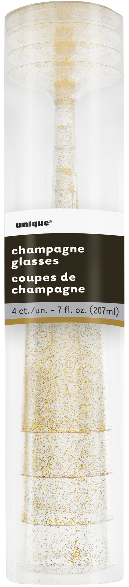4 verres à champagne dorés à paillettes - Basic Christmas |  | J2F Shop