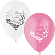 10 Ballons Latex HG95 Bienvenue à Notre Mariage Rose & Blanc - PMS
