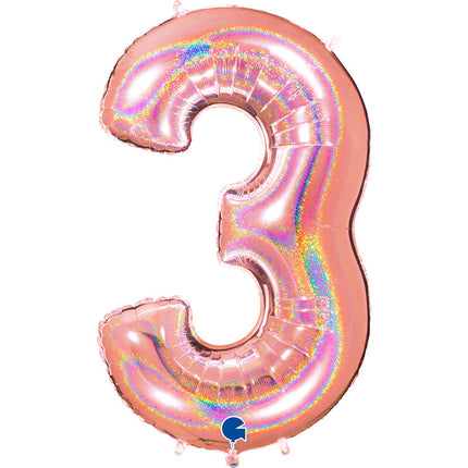 Chiffre 3 Holographic Rose Gold 40