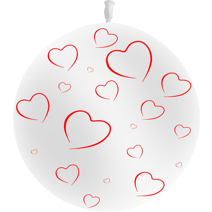 Ballon Latex 3' Cœurs Blanc - PMS