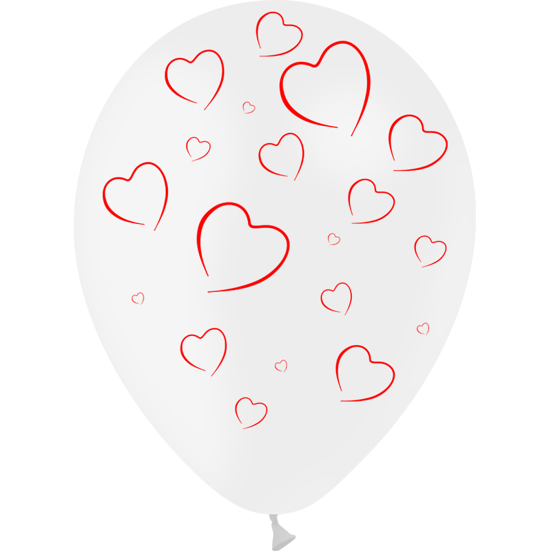 25 Ballons Latex HG112 Cœurs Blanc - PMS