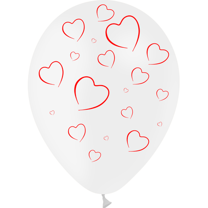 25 Ballons Latex HG112 Cœurs Blanc - PMS