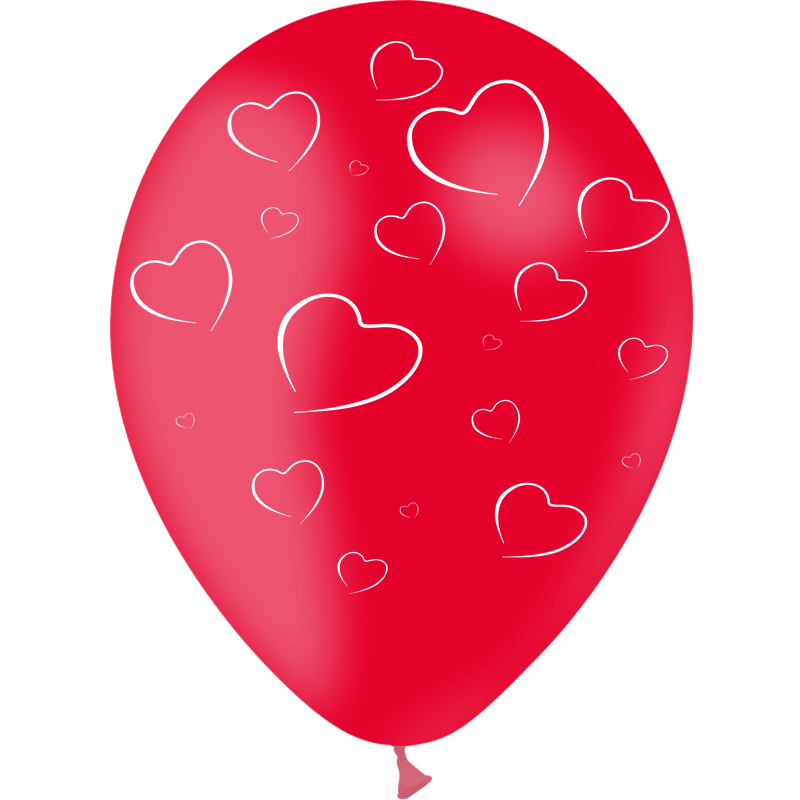 25 Ballons Latex HG112 Cœurs Rouge - PMS