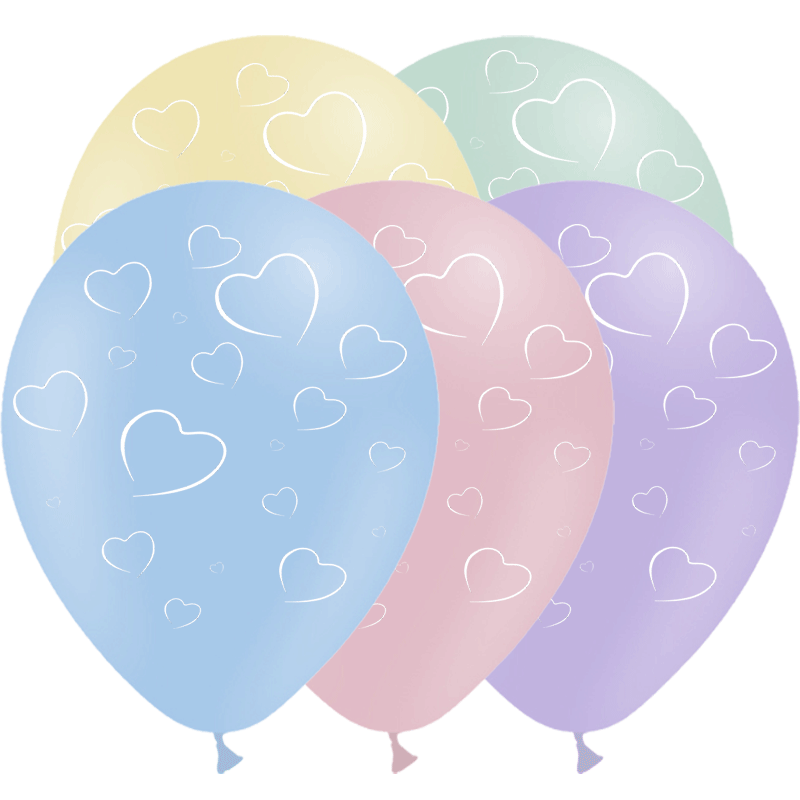 25 Ballons Latex HG112 Cœurs Assortiment Pastel Matte - PMS