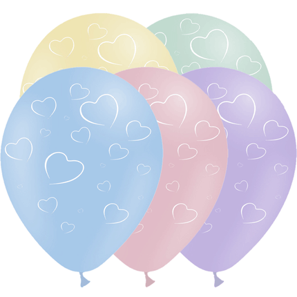 25 Ballons Latex HG112 Cœurs Assortiment Pastel Matte - PMS