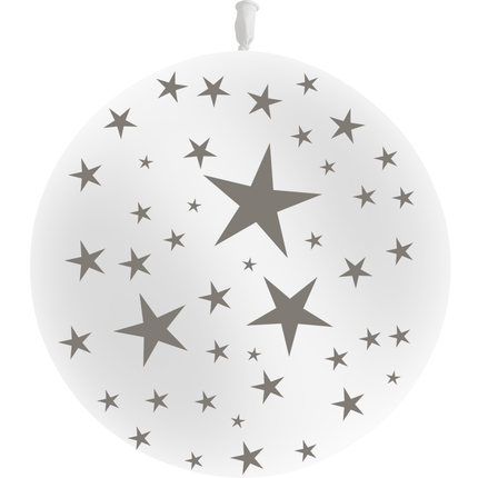 1 Ballon Latex 3' Etoiles Blanc - PMS