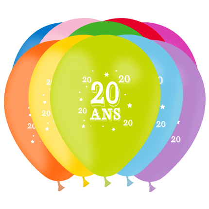 10 Ballons Latex HG95 Jubilé 20 Ans - PMS