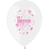 10 Ballons Latex HG95 Baptême Fille Blanc & Rose - PMS