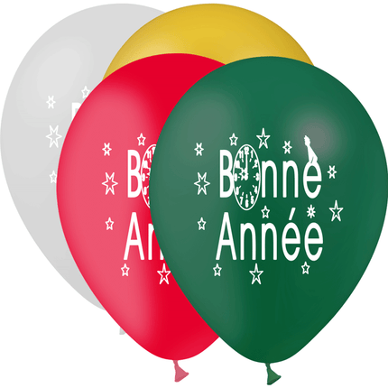 10 Ballons Latex HG95 Bonne Année Assortiment - PMS