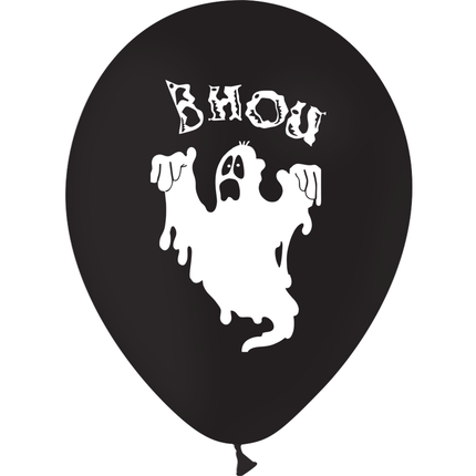 100 Ballons Latex HG95 Fantômes Bhou Noir - PMS
