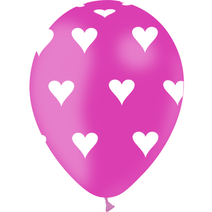 8 Ballons Latex HG95 Coeur Fuchsia - PMS