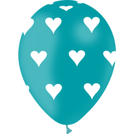 8 Ballons Latex HG95 Coeur Turquoise - PMS