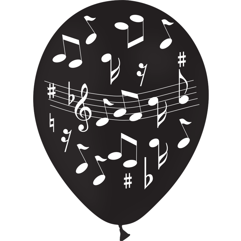 8 Ballons Latex HG95 Musique Noir - PMS