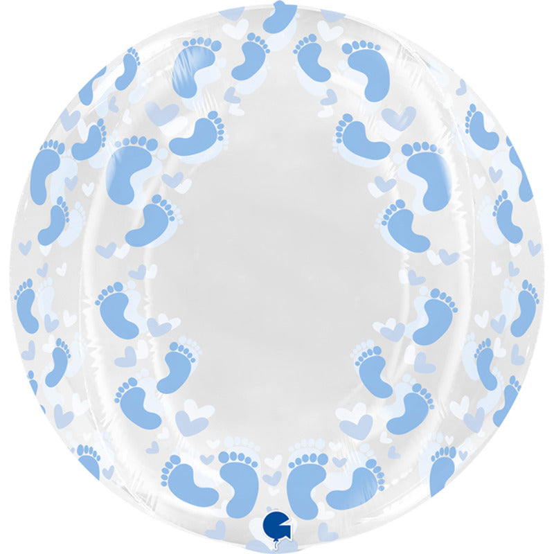 Globe Transparent Imprimé Pied Bleu 19