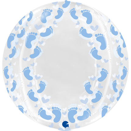 Globe Transparent Imprimé Pied Bleu 19