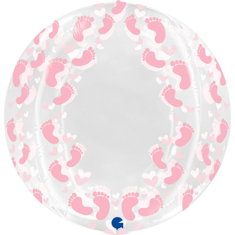 Globe Transparent Imprimé Pied Rose 19