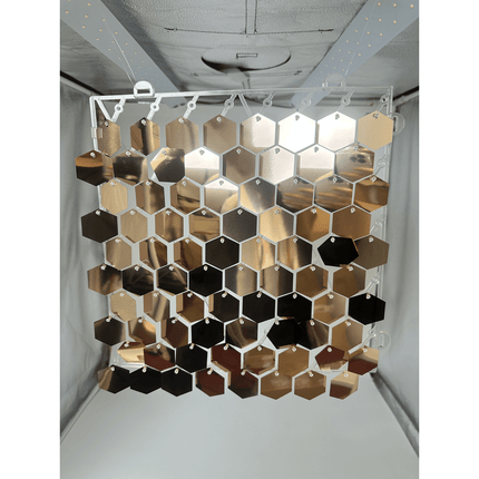 Plaque 30x30cm pour Backdrop Effet Rideau Hexagonal Rose Gold