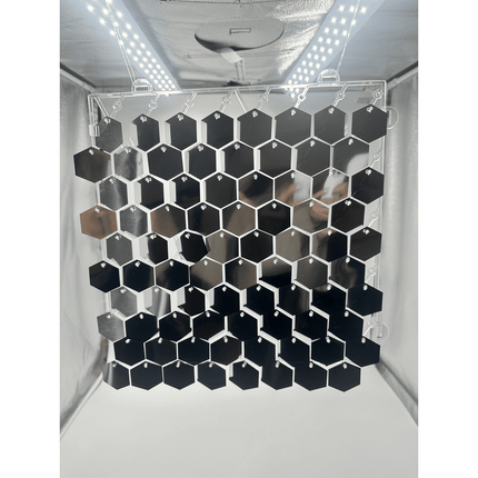 Plaque 30x30cm pour Backdrop Effet Rideau Hexagonal Argent
