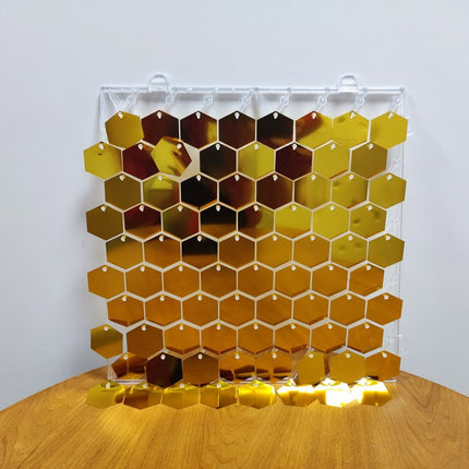 Plaque 30x30cm pour Backdrop Effet Rideau Hexagonal Gold
