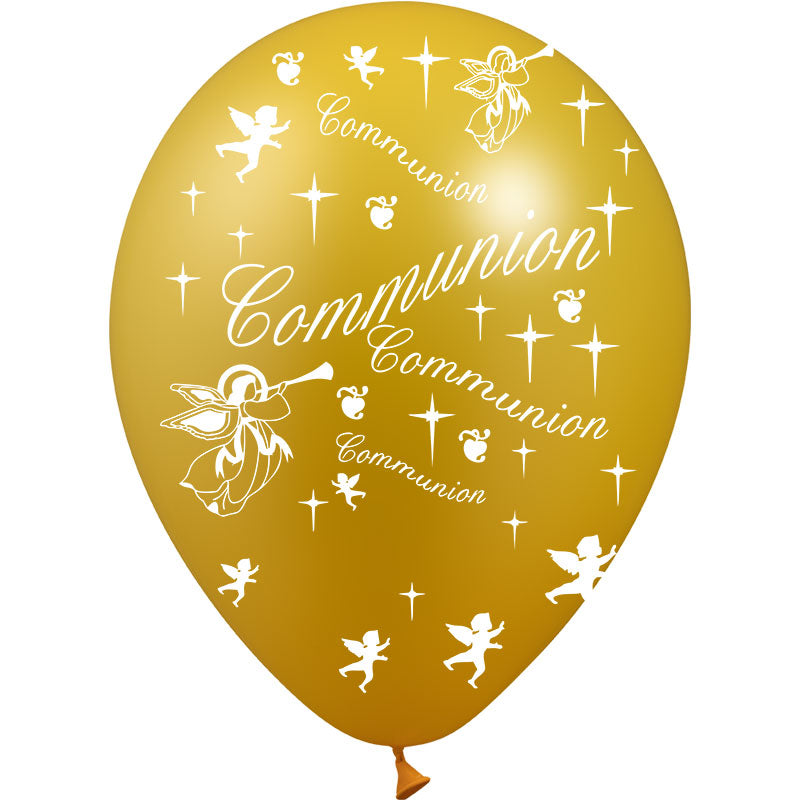 8 Ballons Latex HG95 Communion Métal Or - PMS