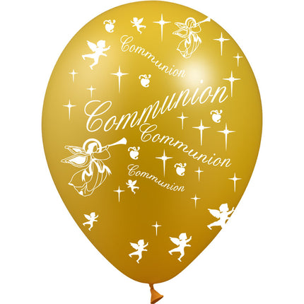 8 Ballons Latex HG95 Communion Métal Or - PMS