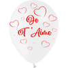 25 Ballons Latex HG112 Je T'Aime Cœurs Blanc - PMS