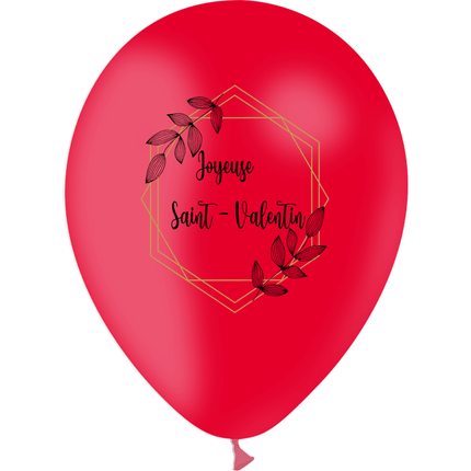 25 Ballons Latex HG112 Saint Valentin Géo Floral Rouge - PMS