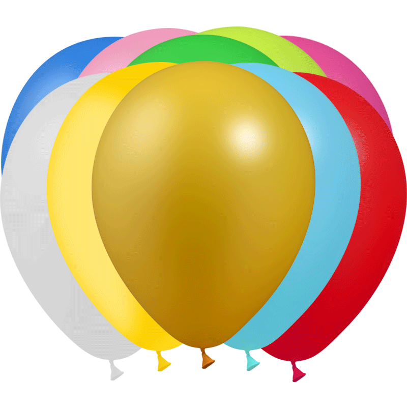 100 Ballons Latex HG45 Métal Assortiment - Balloonia