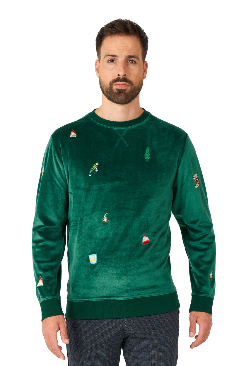 Pull OppoSuits Deluxe Velvet Green - Xmas Icons
