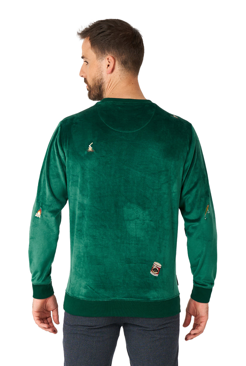 Pull OppoSuits Deluxe Velvet Green - Xmas Icons