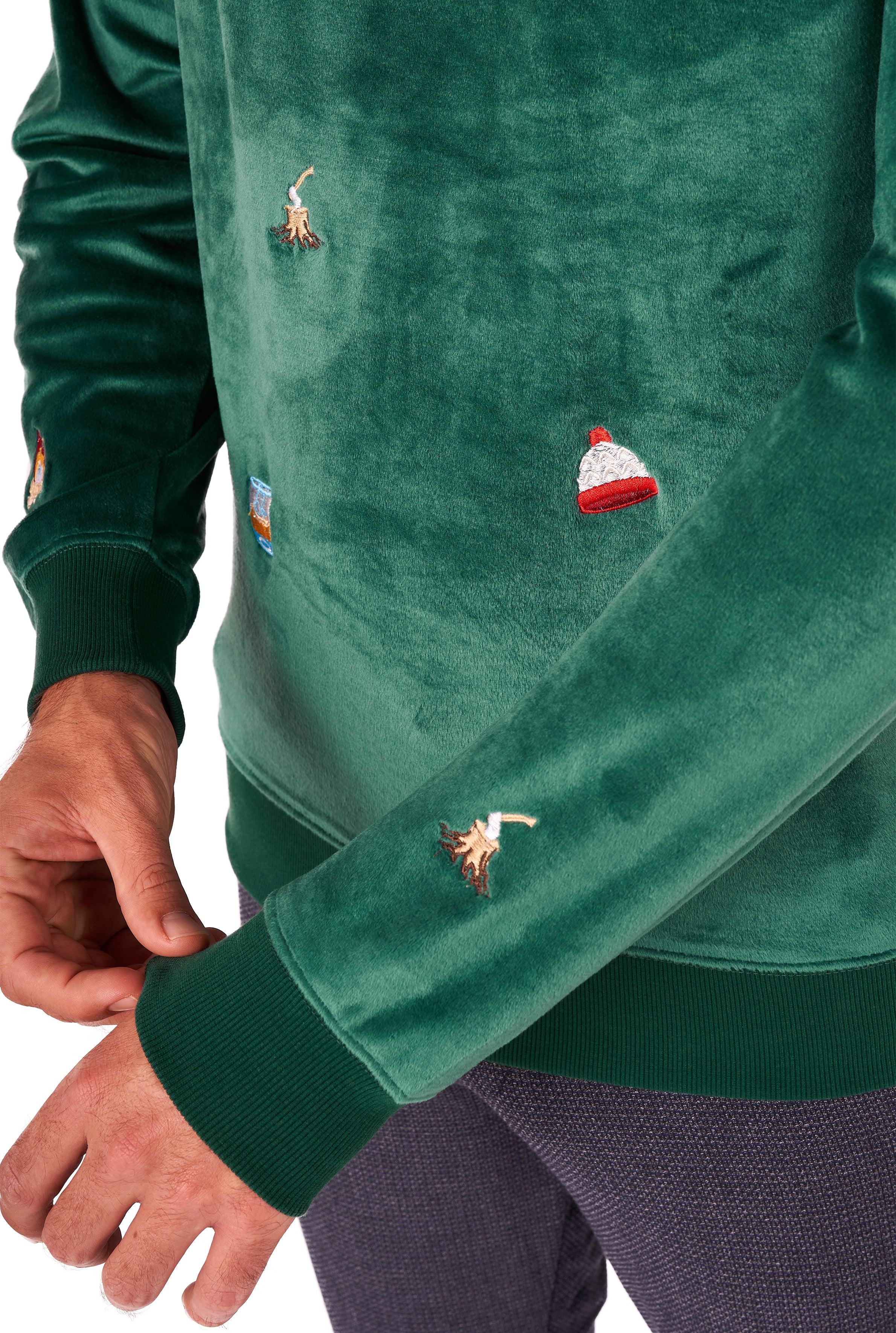Pull OppoSuits Deluxe Velvet Green - Xmas Icons
