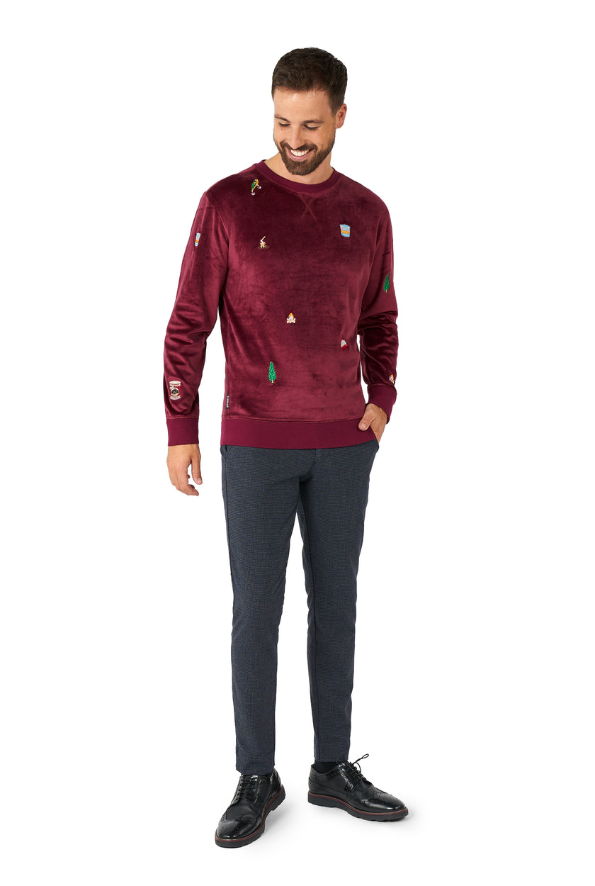 Pull OppoSuits Deluxe Velvet Red - Xmas Icons