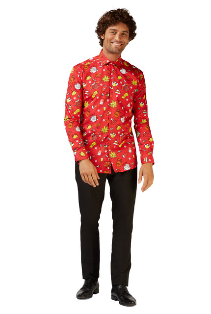 Chemise OppoSuits SHIRT LS Christmas Doodle Red