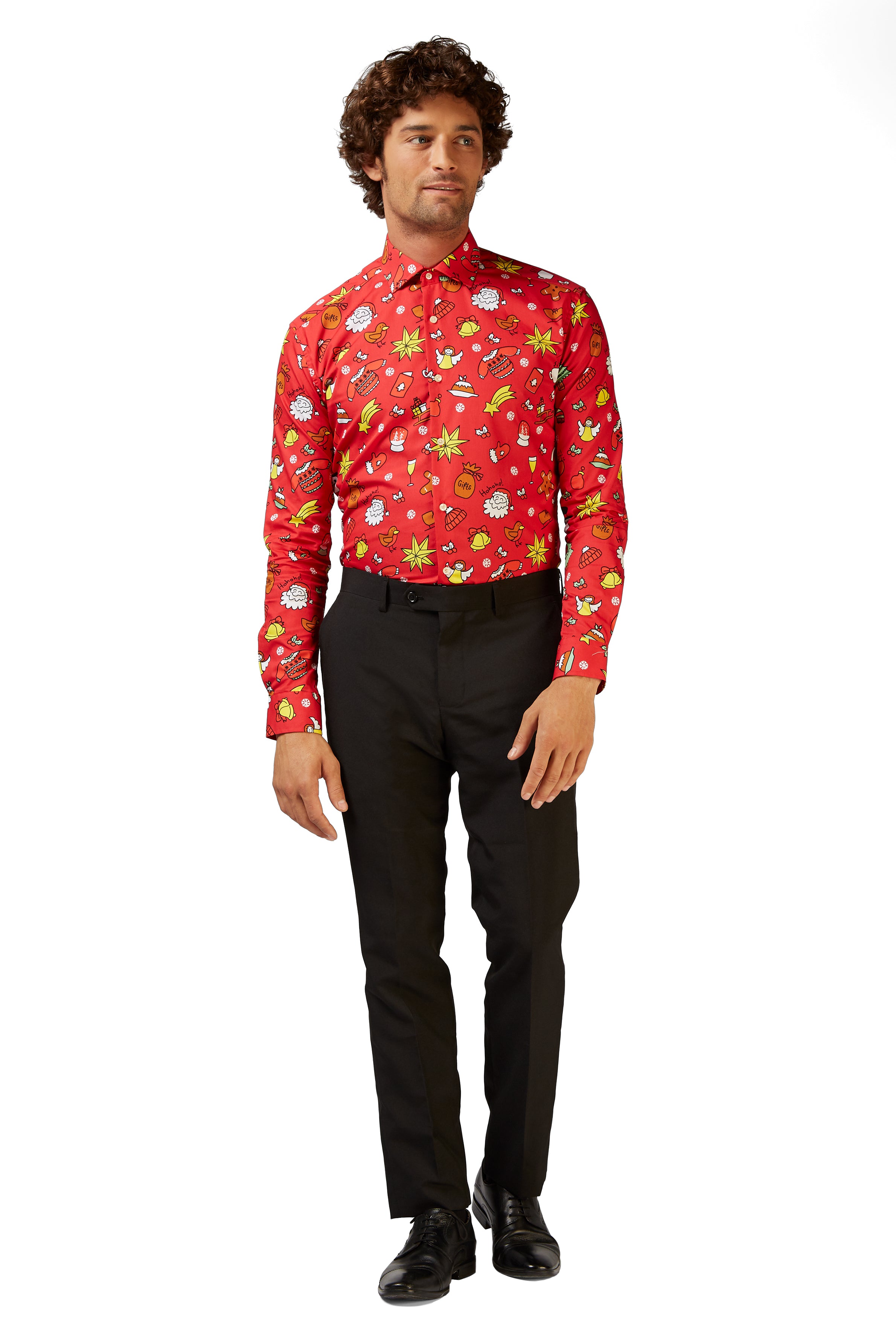 Chemise OppoSuits SHIRT LS Christmas Doodle Red