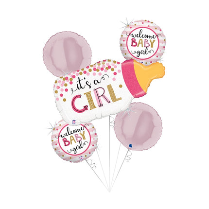 Set de Ballons Naissance Confetti Bottle Girl - Grabo