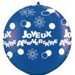 2 Ballons latex 3' Joyeux Anniversaire Bleu sens AIR