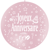 1 Ballon Latex 3' Joyeux Anniversaire Pastel Matte Rose - PMS