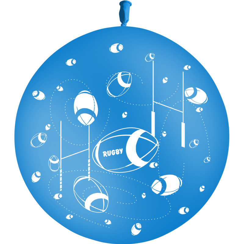 1 Ballon Latex Rugby Bleu - PMS