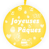 1 Ballon Latex 3' Joyeuses Pâques Jaune Or AIR - PMS